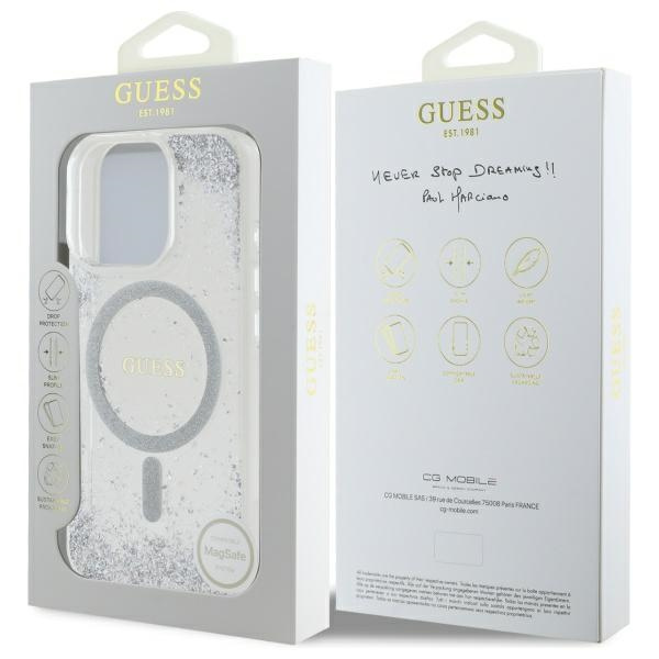 Guess GUHMP16LRGRGES iPhone 16 Pro 6.3"  srebrny/silver hardcase Resin Gradient Glitter MagSafe