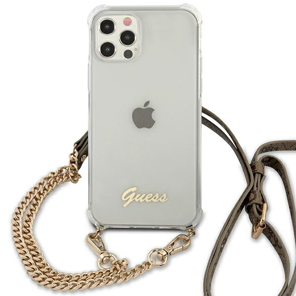 Guess GUHCP12MKC4GSGO iPhone 12/12 Pro6,1" Transparent hardcase 4G Gold Chain