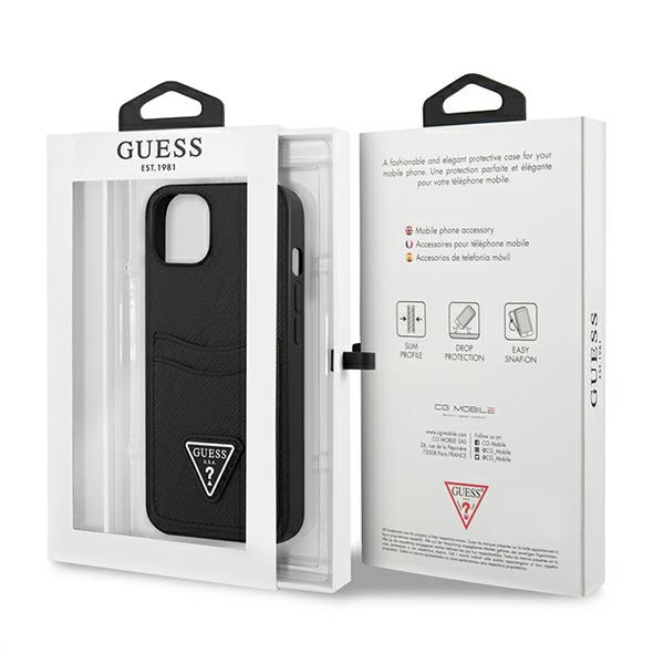 Guess GUHCP13MPSATPK iPhone 13 / 14 / 156.1" czarny/black hardcase SaffianoTriangle Logo Cardslot
