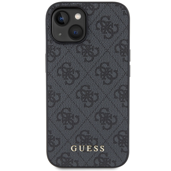 Guess GUHCP15SG4GFGR iPhone 15 / 14 / 13 6.1" szary/grey hard case 4G Metal Gold Logo