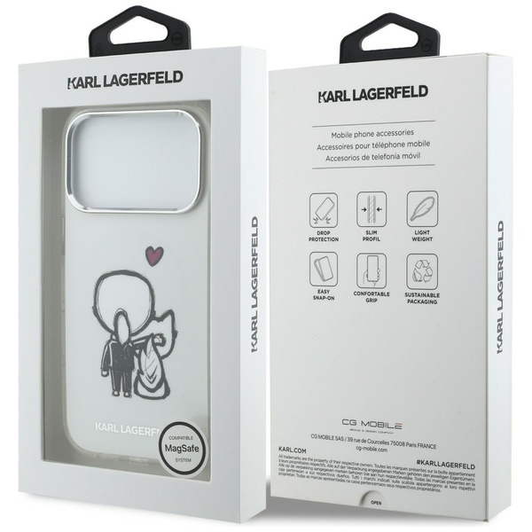 Etui Karl Lagerfeld Karl & Choupette     Back MagSafe do iPhone 17 Pro Max przezroczysty