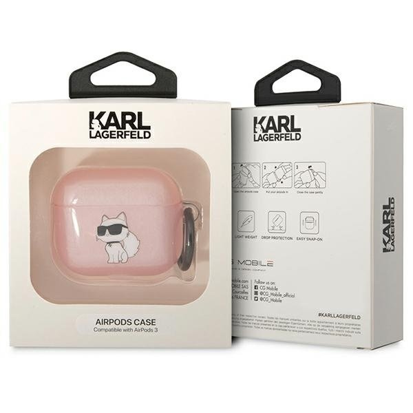 Etui Karl Lagerfeld Ikonik Choupette na AirPods 3 - różowe