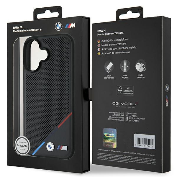 BMW BMHMP16M23PUPDK iPhone 16 Plus 6.7" czarny/black hardcase M Perforated Tricolor Line MagSafe