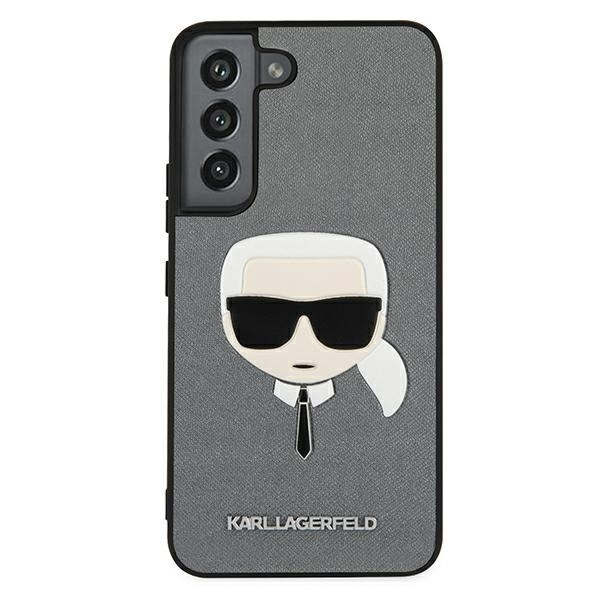 KARL LAGERFELD KLHCS22SSAKHSL S901 S22 SREBRNY/SILVER HARDCASE SAFFIANO IKONIK KARL`S HEAD