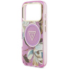 Etui Guess IML Glitter Flowers Triangle  MagSafe do iPhone 17 Pro Max fioletowy