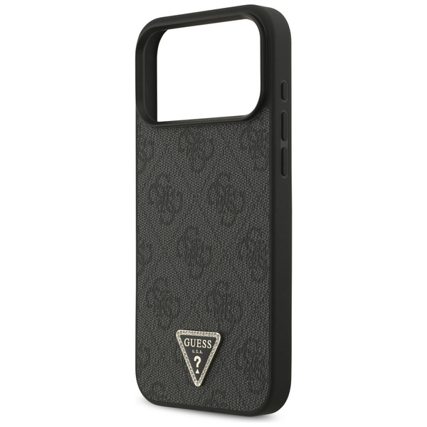 Etui Guess Leather 4G Triangle Strass    MagSafe do iPhone 17 Pro Max czarny