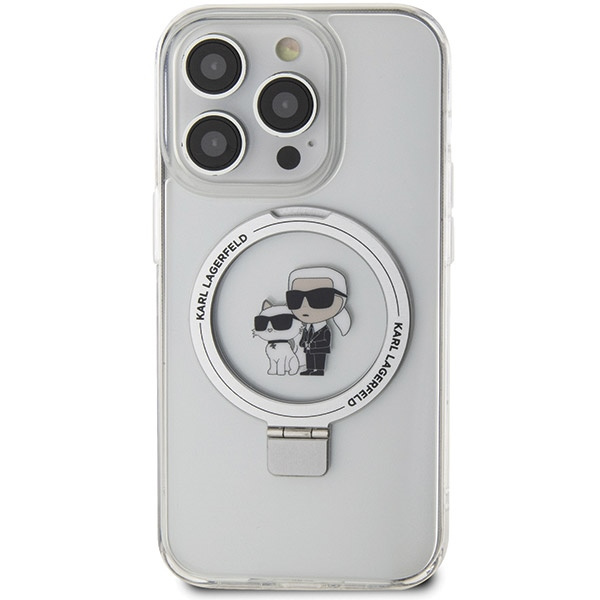Etui Karl Lagerfeld Ring Stand Karl&Choupettte MagSafe na iPhone 13 Pro Max - białe