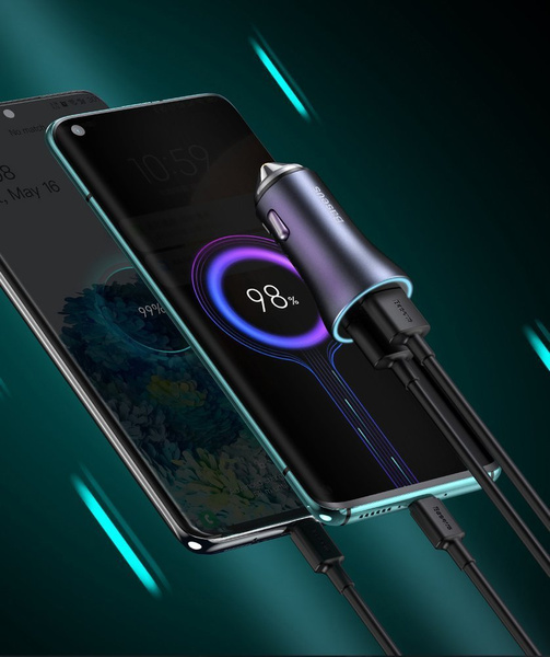 Baseus ładowarka samochodowa Golden Contactor Pro PD 40W 1x USB 1x USB-C niebieska