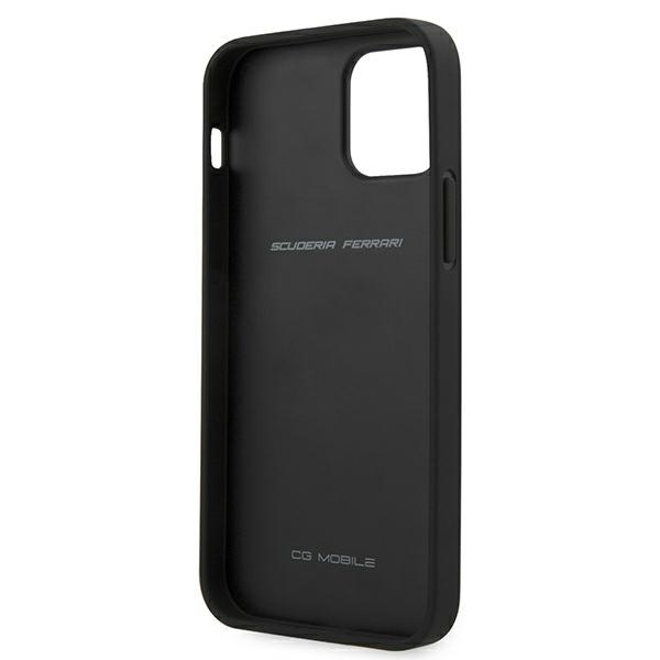 Ferrari FEOMSHCP12MBK iPhone 12/12 Pro czarny/black hardcase Off Track Leather Nylon Stripe