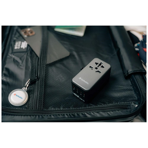 Verbatim Adapter podróżny EU/UK/US GaNUSB-A/3xUSB-C PD 140W UTA-10 czarny/black 32125