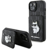 Karl Lagerfeld Saffiano Cardslots and Stand Monogram Choupette case for iPhone 15 - black