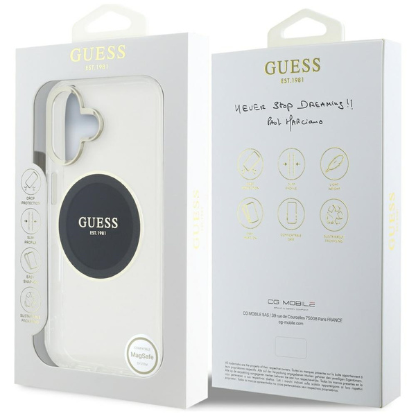 Etui Guess IML Metal Colored Circle      Classic Logo MagSafe do iPhone 16 czarny