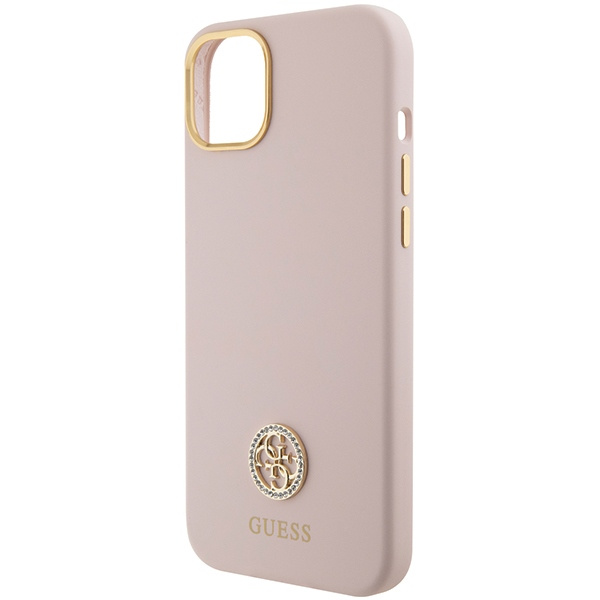 Guess GUHCP15SM4DGPP iPhone 15 / 14 / 13 6.1" jasnoróżowy/pink hardcase Silicone Logo Strass 4G