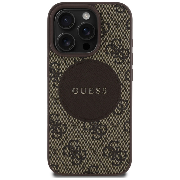 Etui Guess 4G Circle Classic Logo        MagSafe do iPhone 16 Pro brązowy