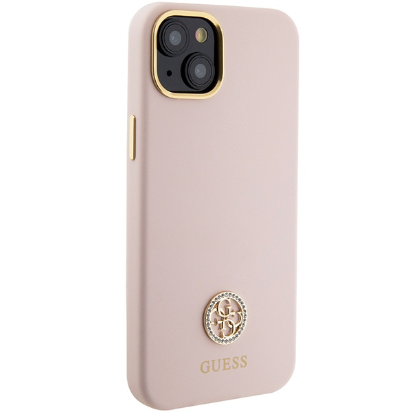 Guess GUHCP15SM4DGPP iPhone 15 / 14 / 13 6.1" jasnoróżowy/pink hardcase Silicone Logo Strass 4G