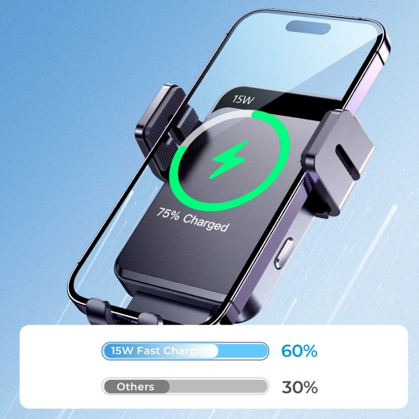 Joyroom JR-ZS219 electric dashboard mount with 15W inductive charger - black