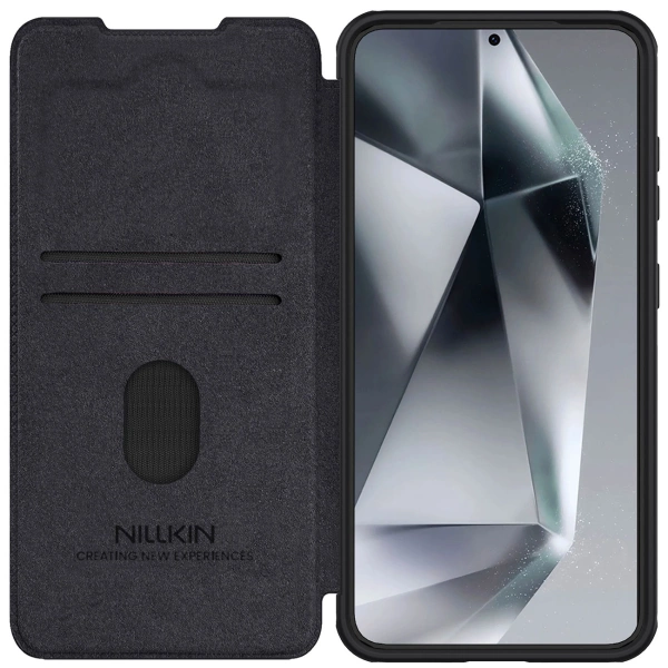 Nillkin Qin Pro Case for Samsung Galaxy S25 with Flip and Camera Cover - Black