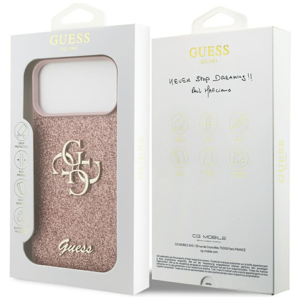 Etui Guess Fixed Glitter Big 4G do       iPhone 17 Pro Max różowy