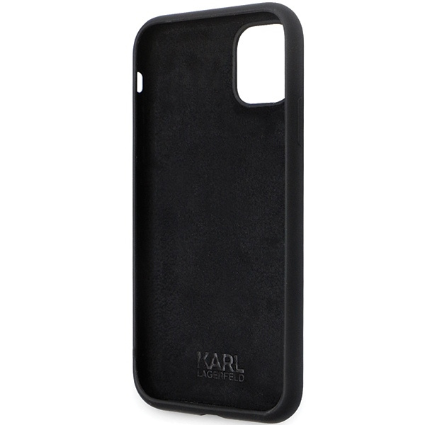 Etui Karl Lagerfeld Silicone Ikonik Metal Pin na iPhone 11 / Xr - czarne