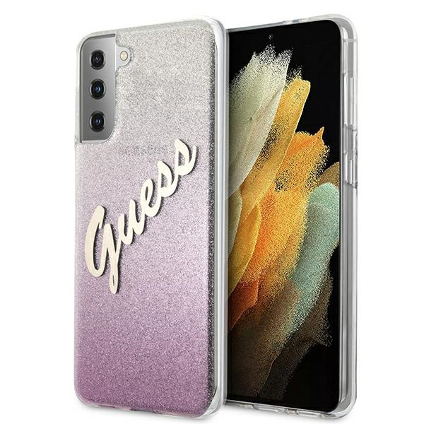 Guess GUHCS21MPCUGLSPI S21+ G996różowy/pink hardcase Glitter Gradient Script