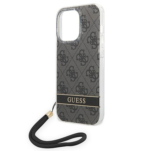 Guess GUOHCP14LH4STK iPhone 14 Pro 6,1" czarny/black hardcase 4G Print Strap