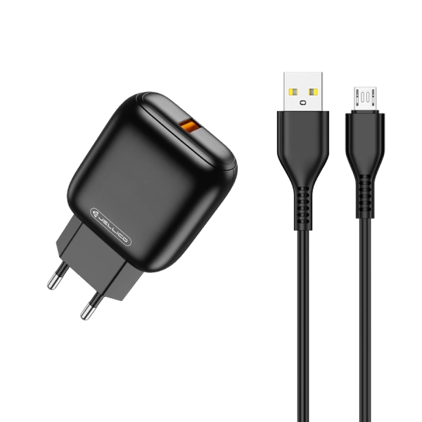JELLICO ładowarka sieciowa C32 18W 1xUSB QC3.0 + kabel Micro USB Czarny