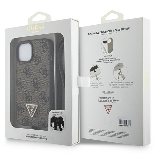 Guess GUHCP15MP4TDSCPW iPhone 15 Plus / 14 Plus 6.7" brązowy/brown hardcase Crossbody 4G Metal Logo