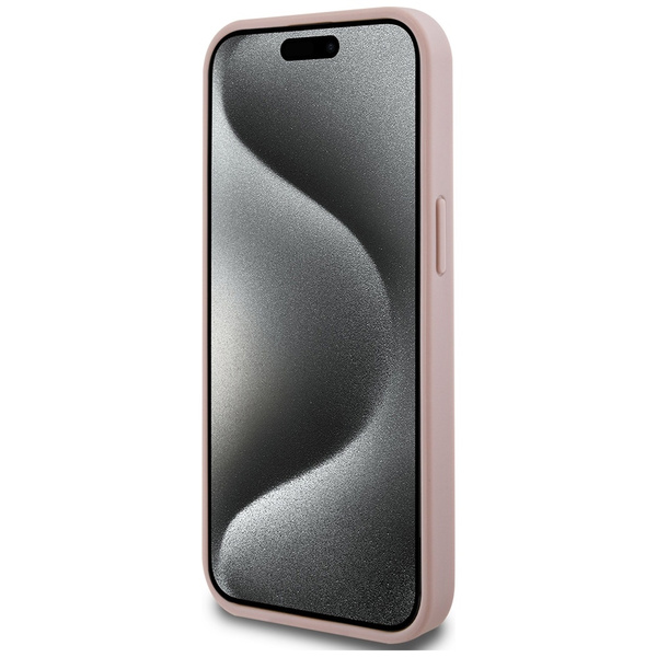 Guess GUHCP15SPCRTHCP iPhone 15 / 14 / 13 6.1" różowy/pink hardcase Croco Triangle Metal Logo