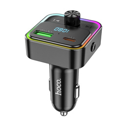 Ładowarka samochodowa Hoco USB A + USB C QC3.0 PD 30W  z transmiterem E81 czarny
