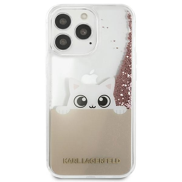 KARL LAGERFELD KLHCP13XPABGNU IPHONE 13 PRO MAX 6,7" RÓŻOWY/PINK HARDCASE PEEK A BOO LIQUID GLITTER