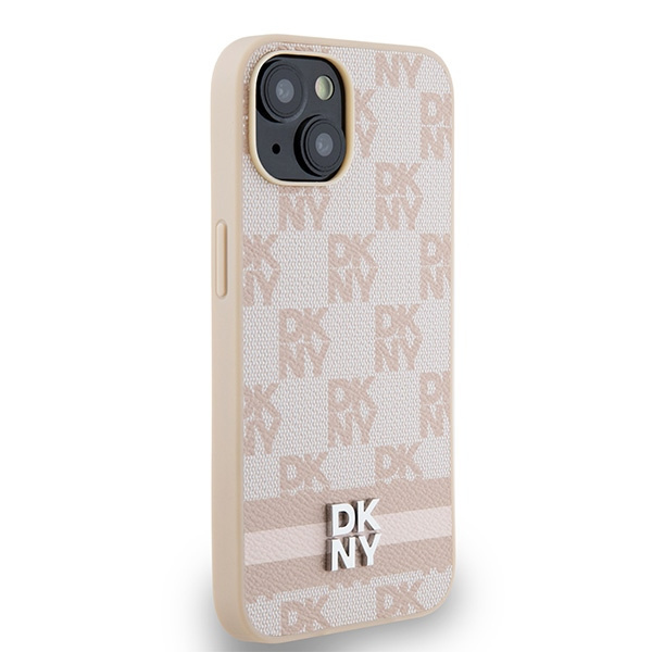 DKNY DKHCP14SPCPTSSP iPhone 14 / 15 / 136.1" różowy/pink hardcase Leather Checkered Mono Pattern & Printed Stripes