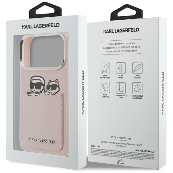 Etui Karl Lagerfeld Karl & Choupette     Print & Pocket do iPhone 17 Pro różowy