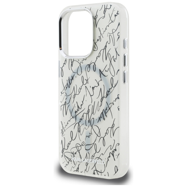 Etui Karl Lagerfeld IML Karl Script      Pattern MagSafe do iPhone 16 Pro Max biały