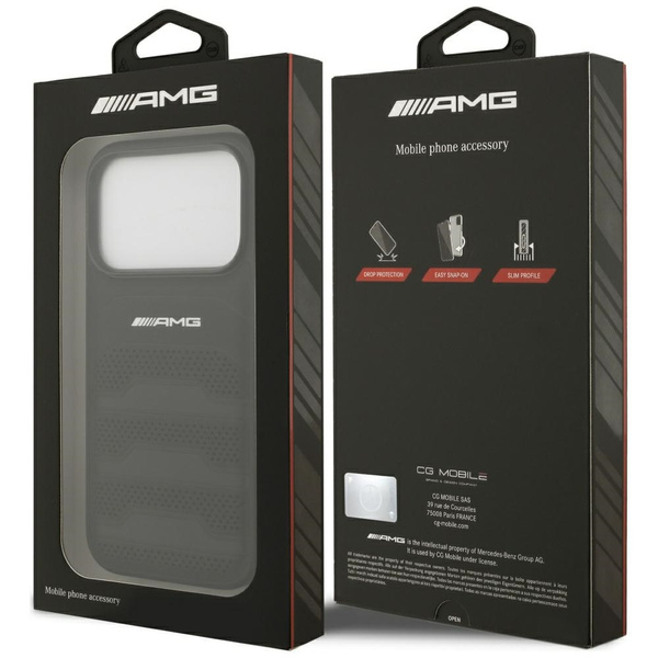 Etui AMG Leather Debossed Lines Logo do  iPhone 17 Pro czarny