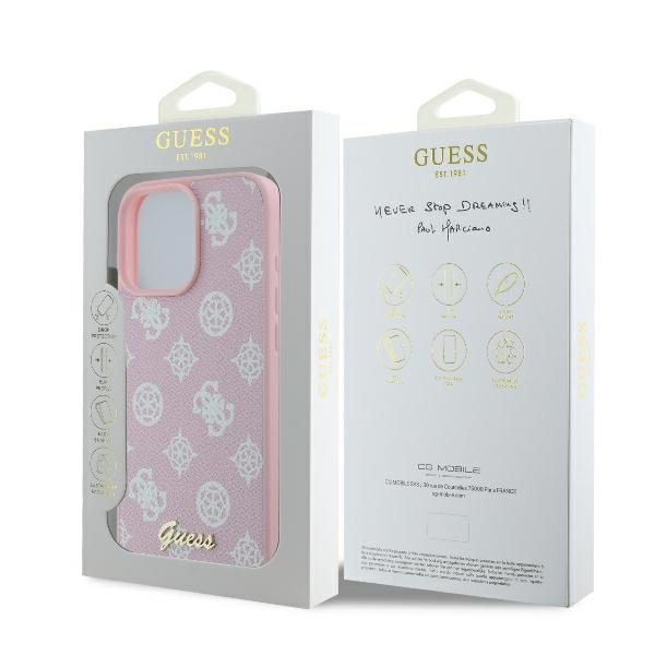 Guess GUHMP16LPGPYSP iPhone 16 Pro6.3" różowy/pink hardcase Peony Script Logo MagSafe