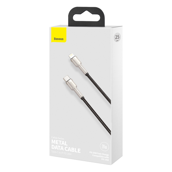 Baseus kabel Cafule Metal PD USB-C - Lightning 0,25 m czarny 20W