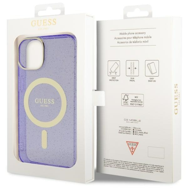 Guess GUHMP14MHCMCGU iPhone 14 Plus/ 15 Plus 6.7" purpurowy/purple hardcase Glitter Gold MagSafe