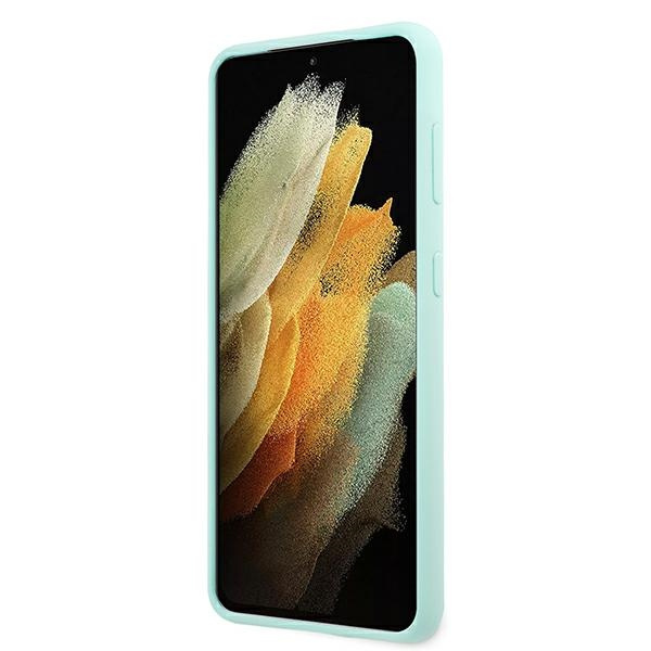 Guess GUHCS21MLSLMGLB S21+ G996niebieski/blue hardcase Silicone Script Metal Logo