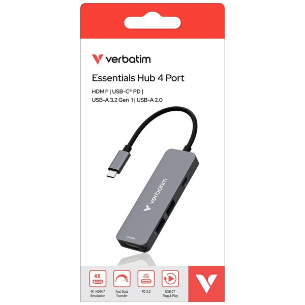 Adapter Hub Verbatim USB-C/HDMI/USB-A    3.2/USB-A 2.0 aluminiowy 32155