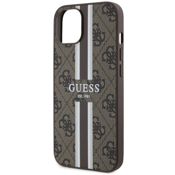 Guess GUHMP14MP4RPSW iPhone 14 Plus / 15 Plus 6.7" brązowy/brown hardcase 4G Printed Stripes MagSafe