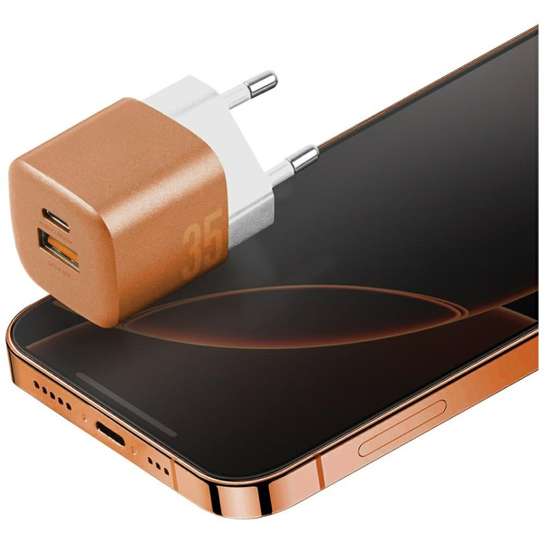 Ładowarka sieciowa Energea Ampcharge GaN35 USB-C/USB-A PD/PPS/QC3.0 35W pomarańczowy