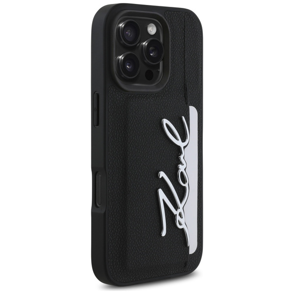 Etui Karl Lagerfeld HC Grained PU         Cardslot Metal Signature do iPhone 16 Pro Max czarny