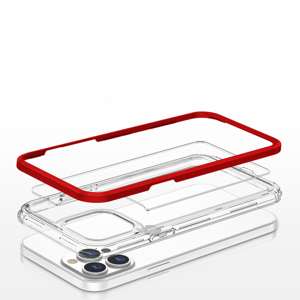 Clear 3in1 etui do iPhone 13 Pro Max żelowy pokrowiec z ramką czerwony