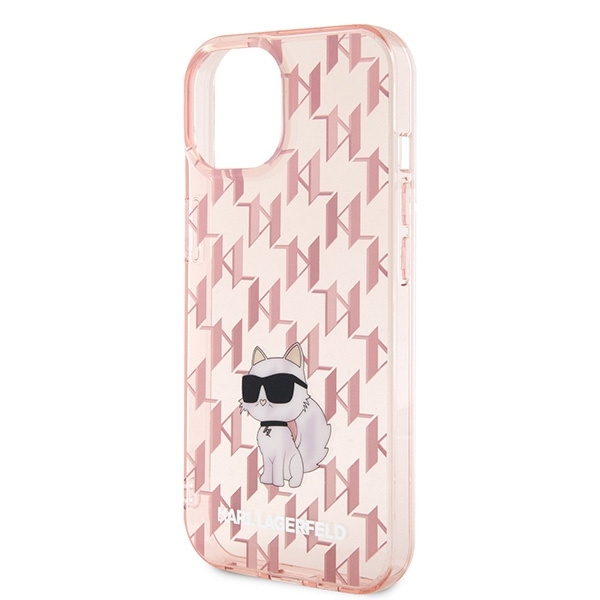 Karl Lagerfeld Monogram Choupette case for iPhone 15 - pink