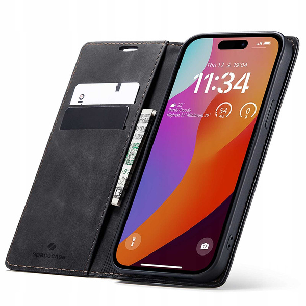 Spacecase Etui Wallet iPhone 15 Pro black