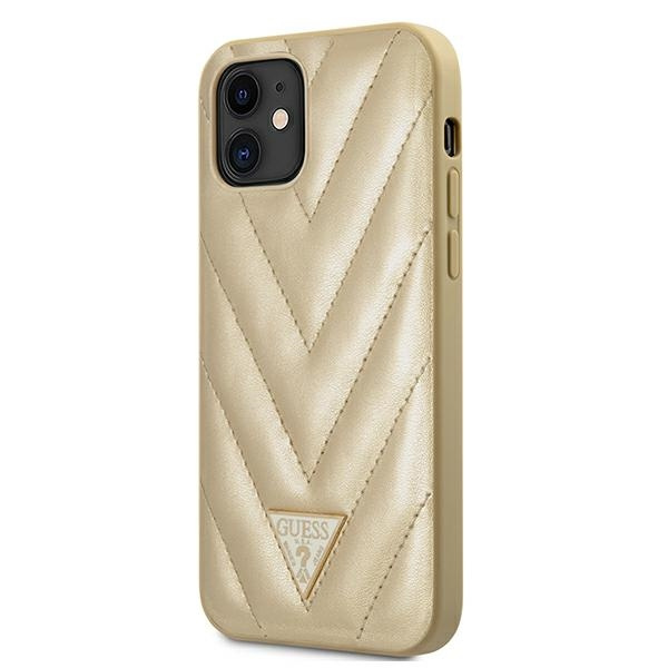 Guess GUHCP12SPUVQTMLBE iPhone12 mini 5,4" złoty/gold hardcase V-Quilted Collection