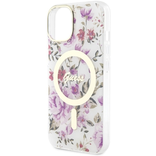 Guess GUHMP14MHCFWST iPhone 14 Plus/ 15 Plus 6.7" transparent hardcase Flower MagSafe