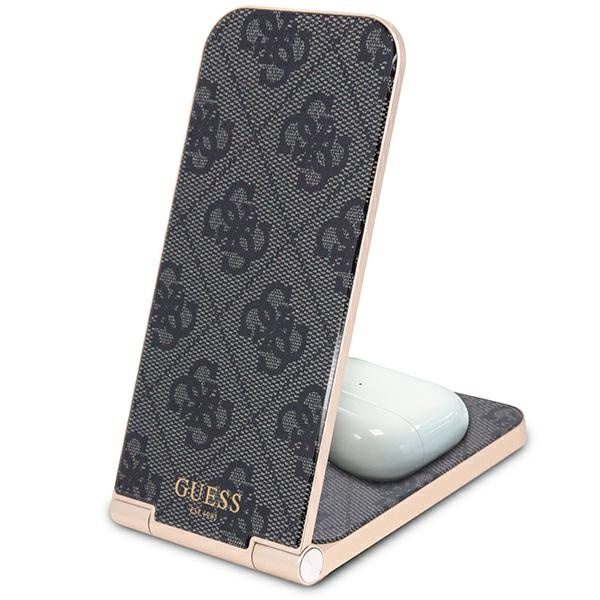 Guess składana ład. indukcyjna2w1 GUDCFAL4PEGK 15W czarny/black 4G Pattern MagSafe