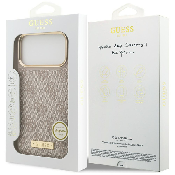 Etui Guess 4G Logo Plate MagSafe do      iPhone 17 Pro Max różowy