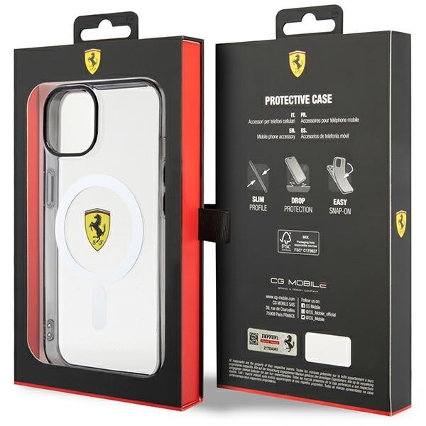 Etui Ferrari Outline MagSafe na iPhone 14 - przezroczyste